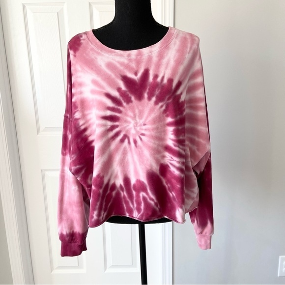 Treasure & Bond Tie Dye Dolman Sleeve Cropped Sweatshirt - Picture 2 of 16